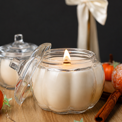 Pumpkin Glass Candle with Lid
