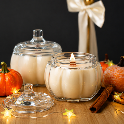 Pumpkin Glass Candle with Lid
