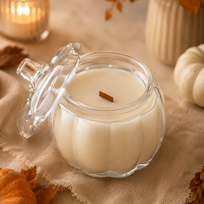 Pumpkin Glass Candle with Lid