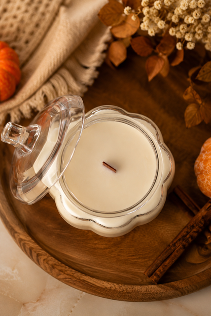 Pumpkin Glass Candle with Lid