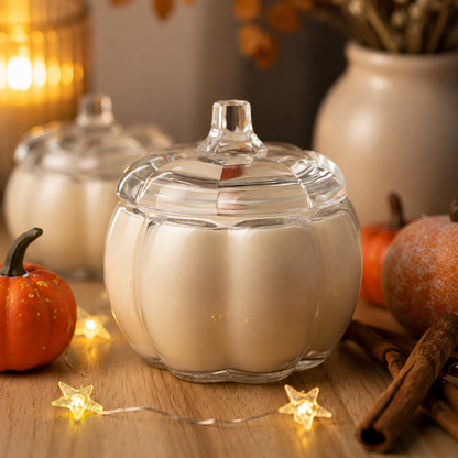 Pumpkin Glass Candle with Lid
